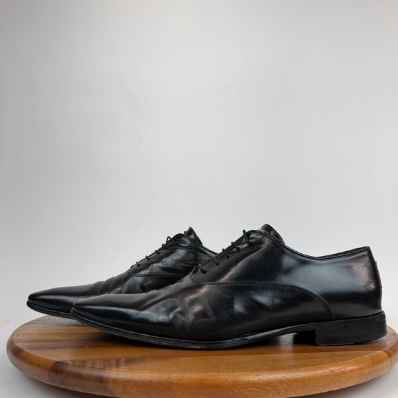 Mens John Richmond Black Leather‎ Pointed Toe Oxford Dress Shoes Size 44 US 11 M